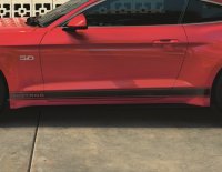 Trojité boční pruhy Ford Performance s nápisem Ford Mustang matná černá barva Mustang (od 2018)